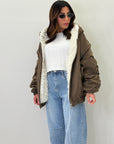 Bomber Lumina Con Pelliccia Oversize