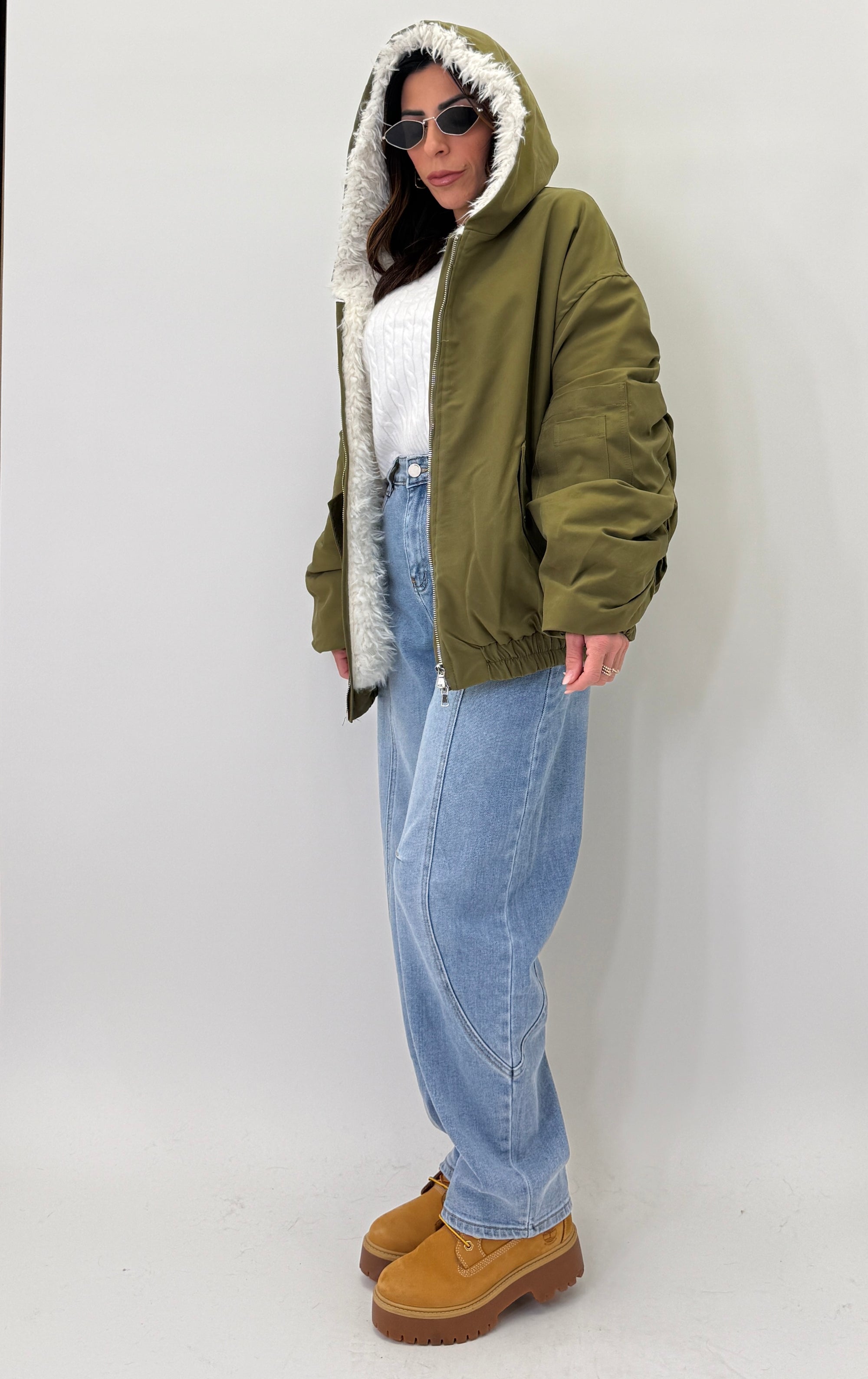 Bomber Lumina Con Pelliccia Oversize