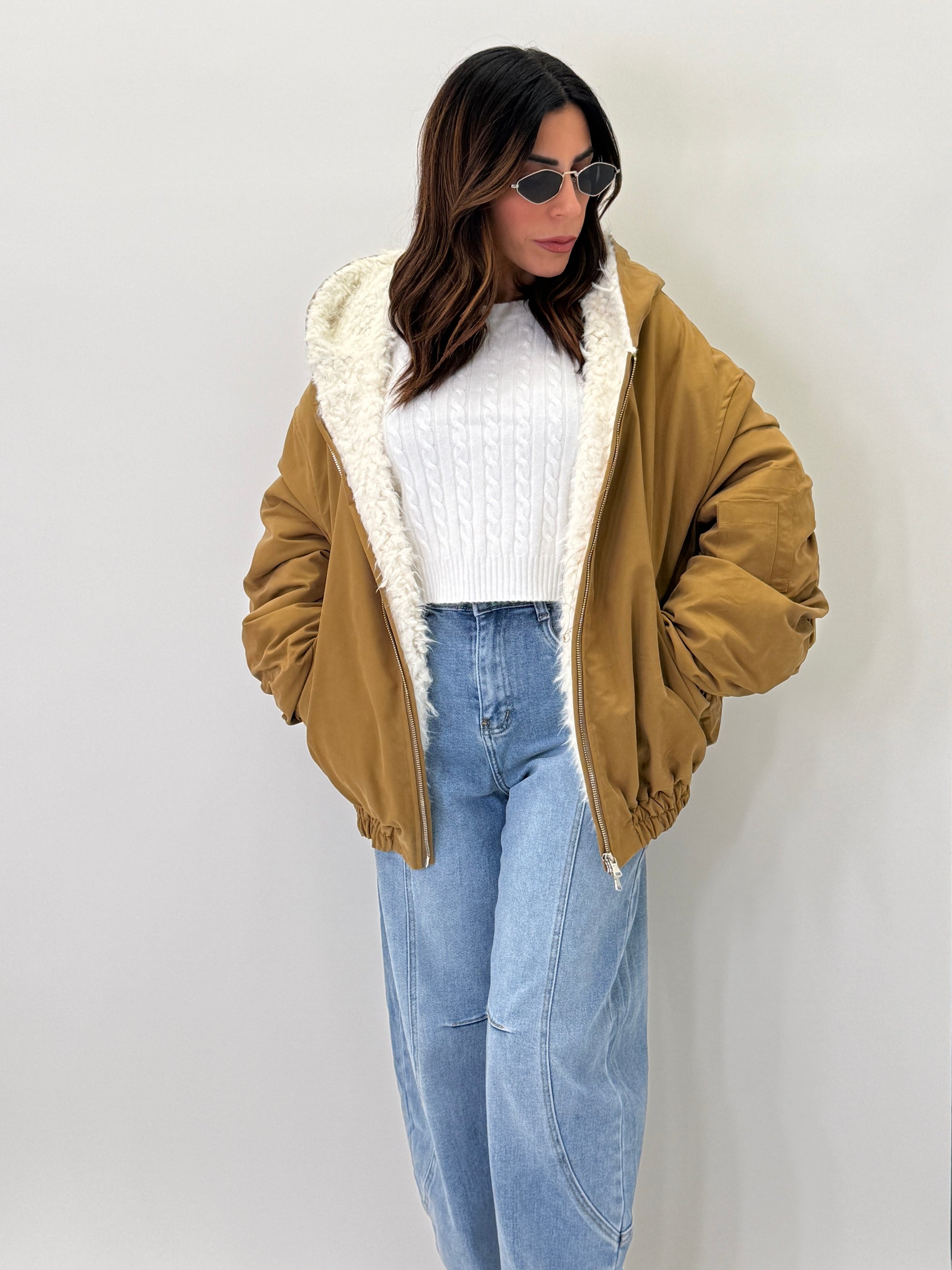 Bomber Lumina Con Pelliccia Oversize