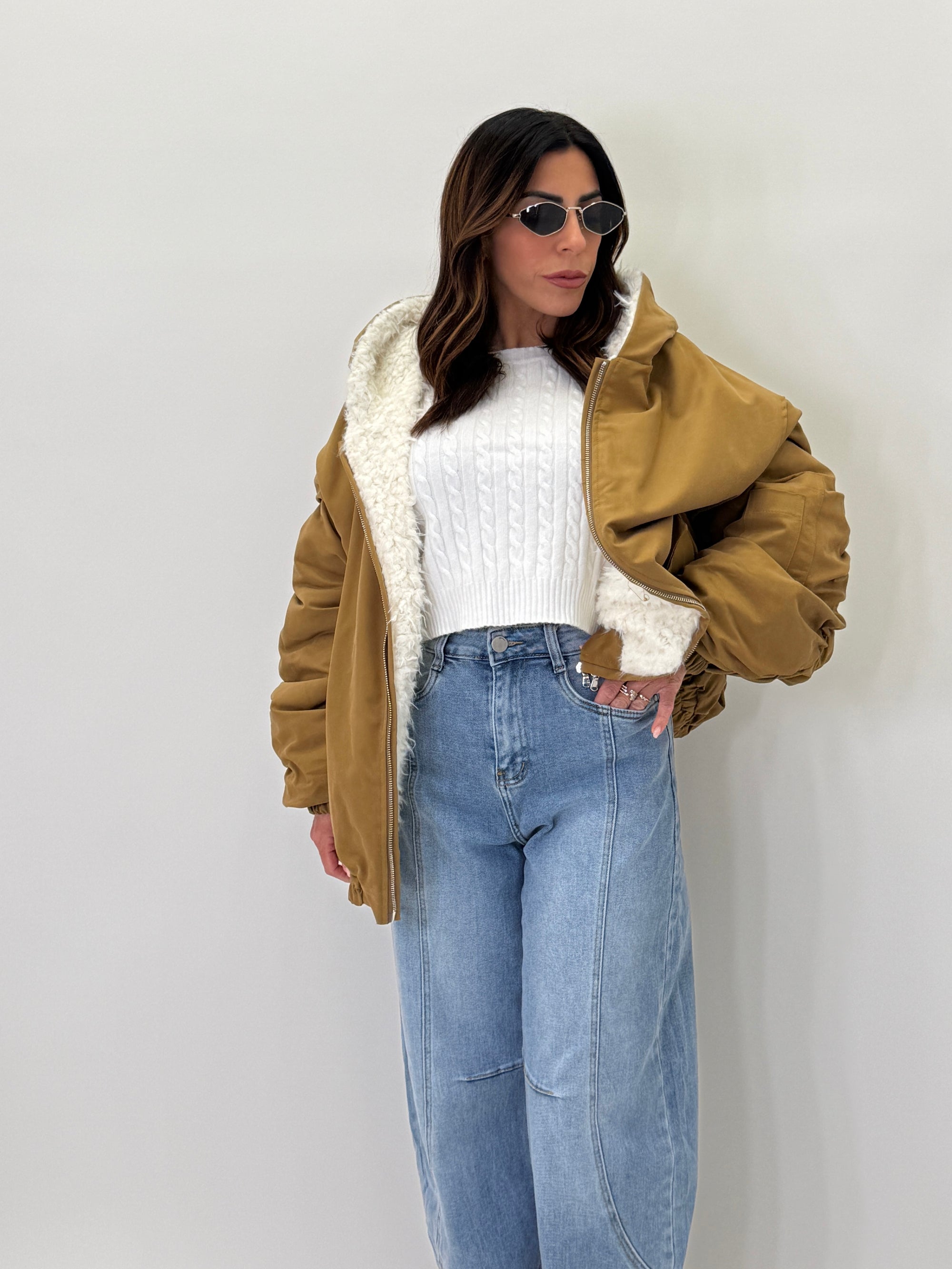 Bomber Lumina Con Pelliccia Oversize