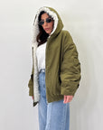 Bomber Lumina Con Pelliccia Oversize