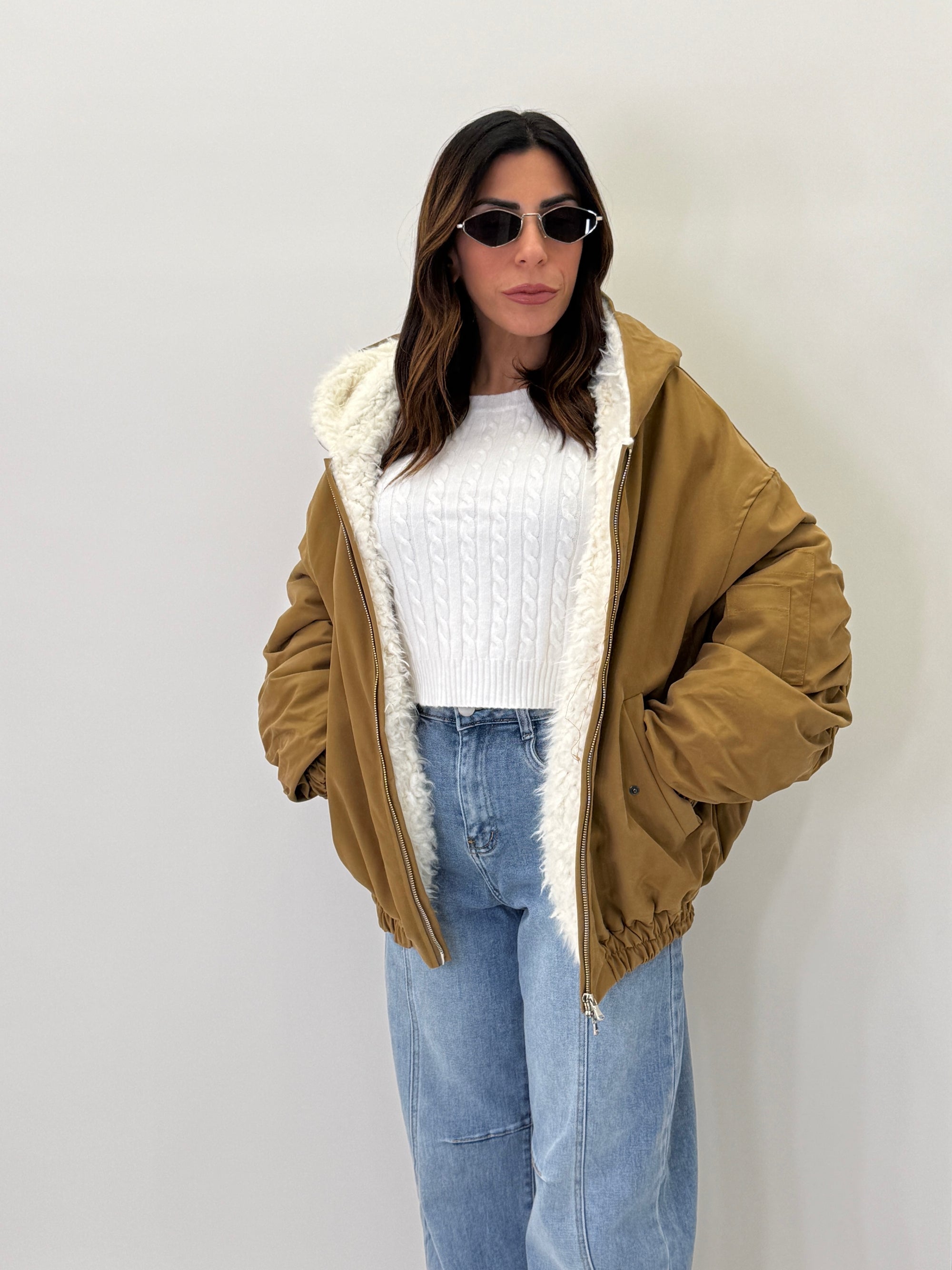 Bomber Lumina Con Pelliccia Oversize