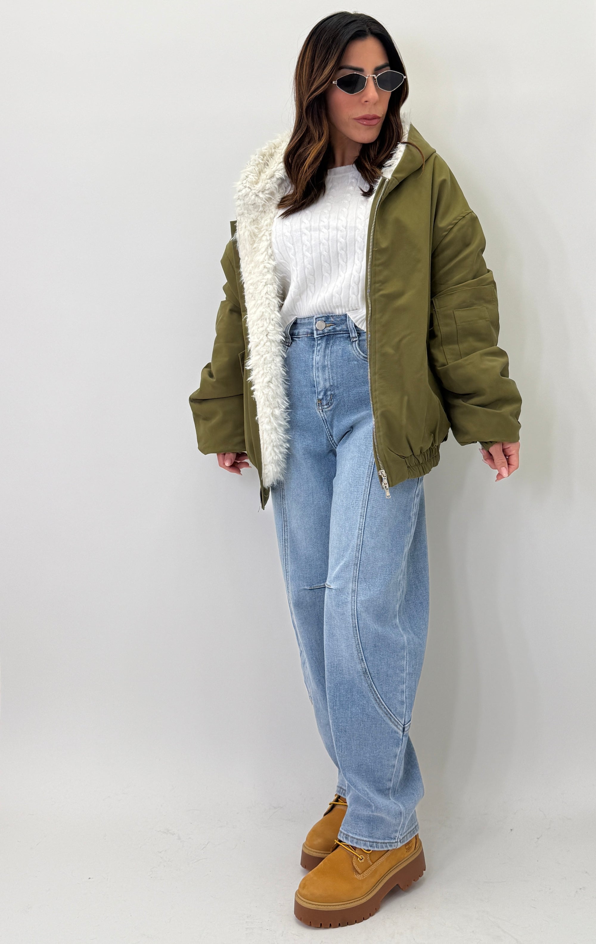 Bomber Lumina Con Pelliccia Oversize