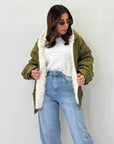 Bomber Lumina Con Pelliccia Oversize