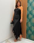 Abito satin con pizzo 53819
