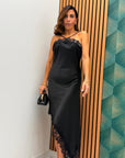 Abito satin con pizzo 53819