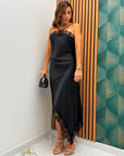 Abito satin con pizzo 53819